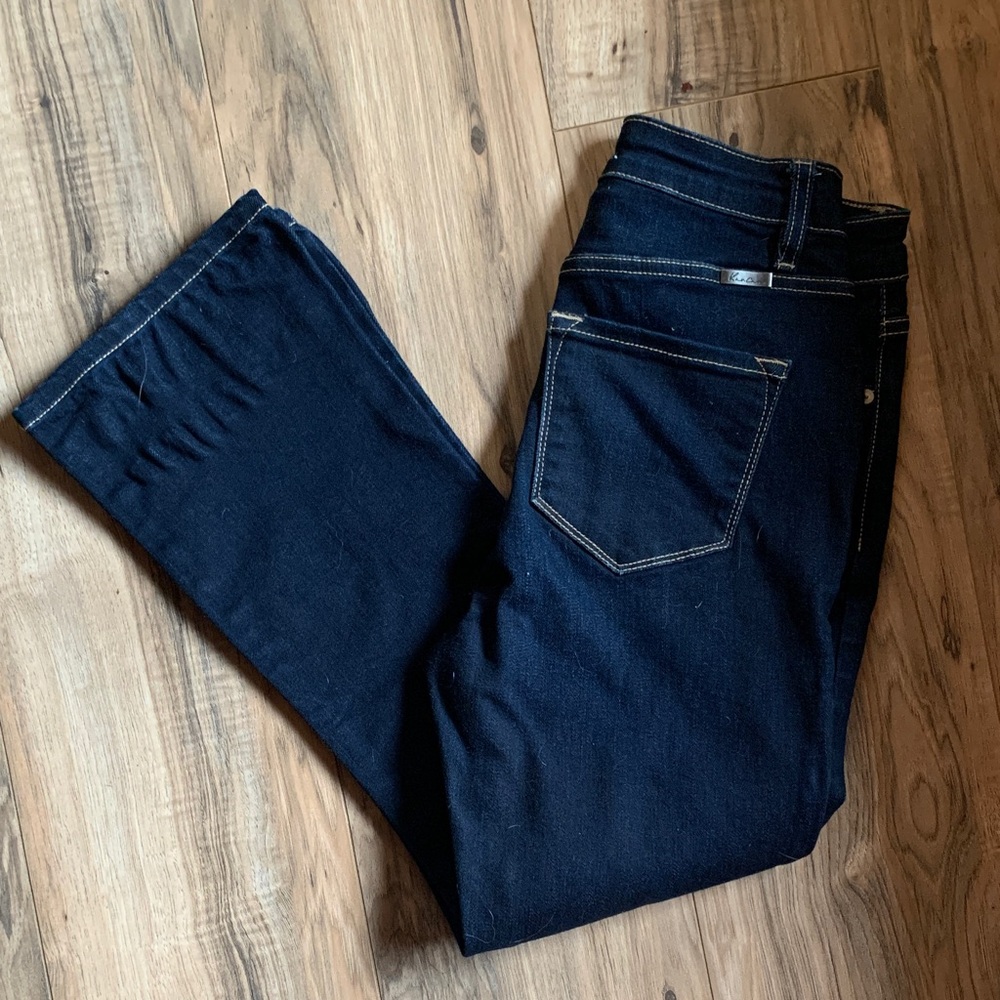 Women’s KanCan Bootcut Cropped Stretch Dark Blue Wash Cotton Denim Jeans 5/26